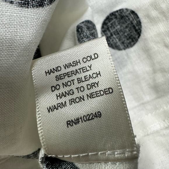 Skies are Blue Womens Blouse L Boho Embroidered Polka Dot V Neck Balloon Sleeve - Picture 7 of 7